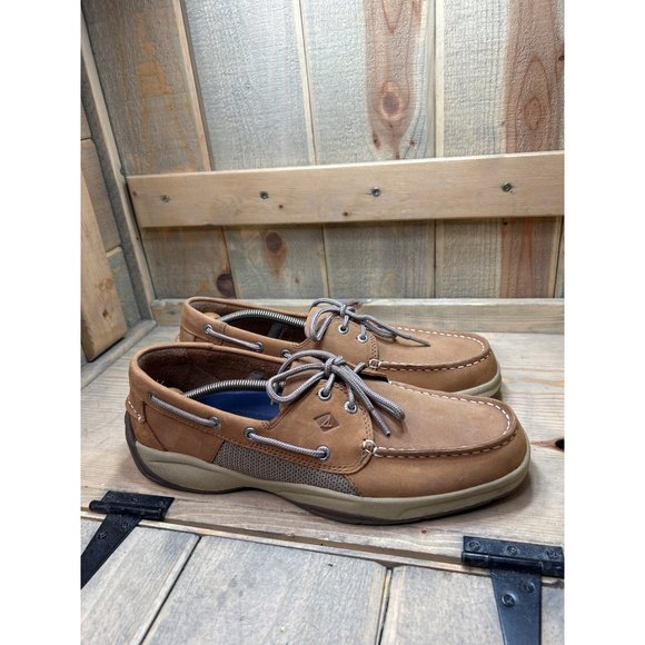 US11 Sperry Top Sider Leather Intripid STS21592 2 Eye Boat Shoes Mens Tan - Picture 1 of 8